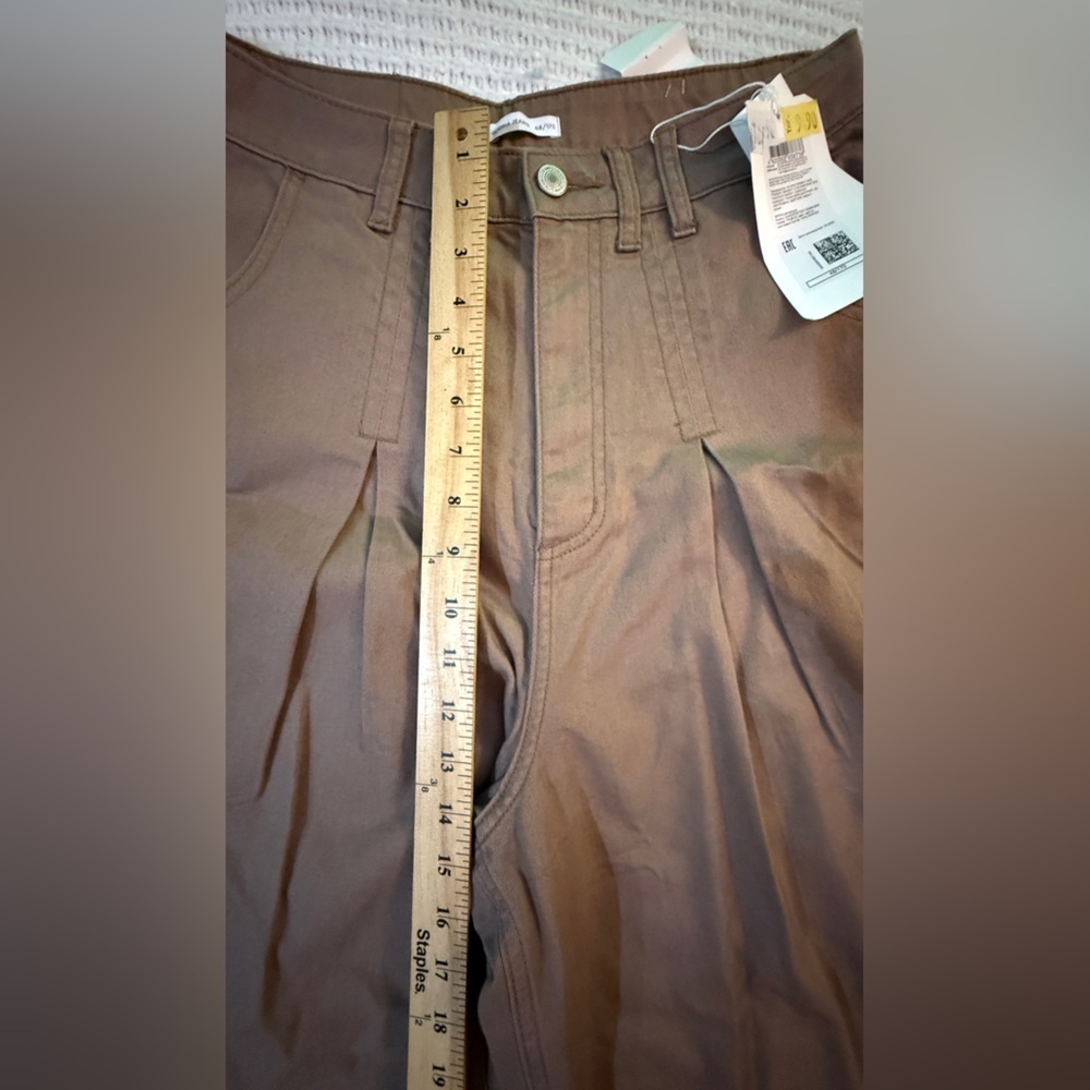 NWT Gloria Jeans Brown Wide Leg Pleated Slit Pants L - Picture 7 of 14